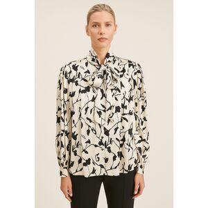 Vintage Adrianna Papell Bold Silk Blouse W/Bow Neckline Sz 14 Dark Academia